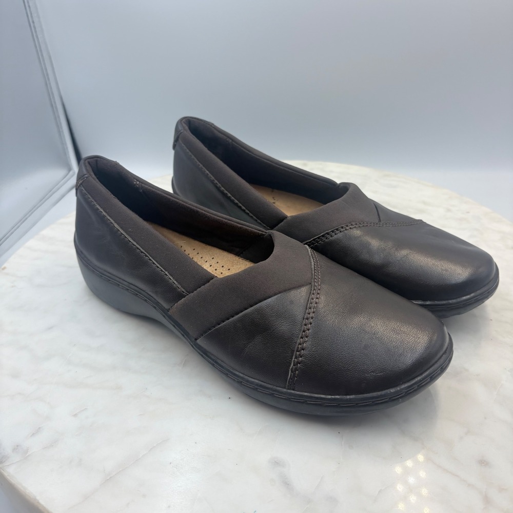 Clarks Collection Loafers Womens 6.5W Wide Brown Leather Slip On Comfort Support - Picture 5 of 8